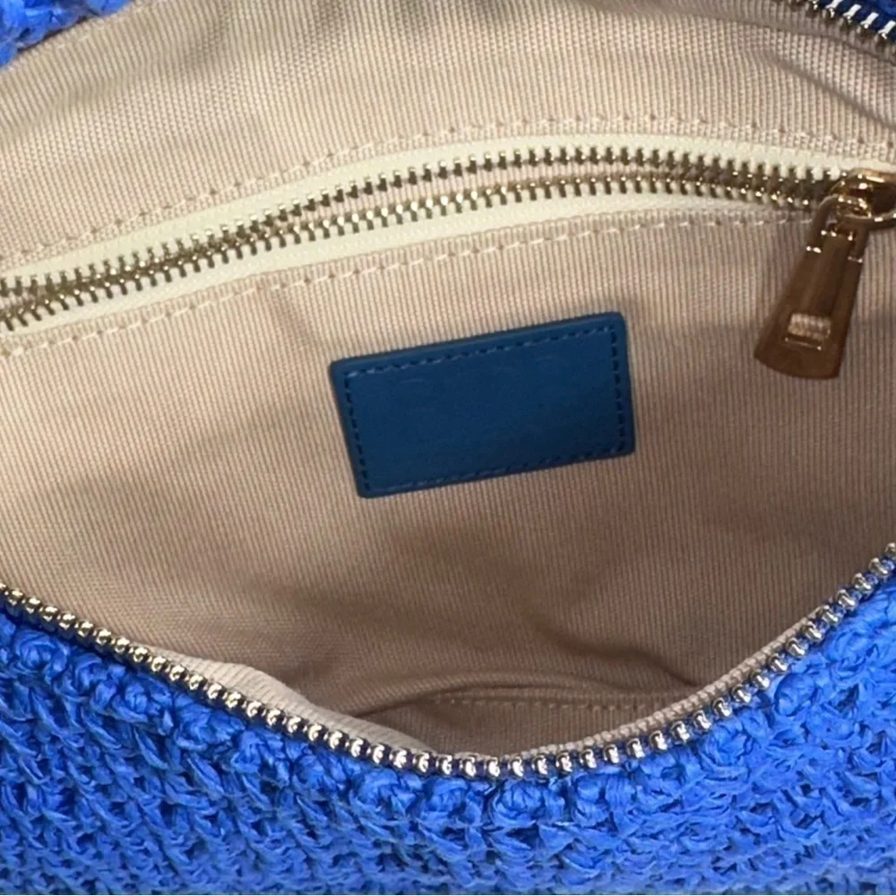 BTB Los Angeles Women’s Cobalt Blue Straw Raffia Lucia Knotted Hobo Bag